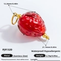 Waterproof stainless steel strawberry pendant with 18k gold plating and red glass - Strawberry Pendant (PJ91320) / 1 Piece / Red