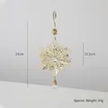 Golden snowflake ornament with central crystal, teardrop pendant and hanging hook - Gold Double-sided Snowflake