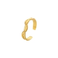 Detailed view of the twisted intertwined gold-plated ring with a sleek leaf design - Gold Twisted Intertwined