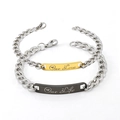 Bracelets de couple en acier inoxydable avec gravure One Love One Life et maille gourmette - Un Amour Une Vie (ZY099)