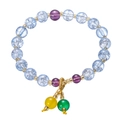 Multicolor beaded bracelet with light blue cracked crystal and purple accents - Colorful Bead Style 3 / Light Blue