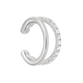 Minimalist double-layered silver ear cuff with white cubic zirconia in 18k gold plating - 16 (Silver Double Layer Plain & CZ) / Single Piece