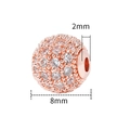 Micro-pave rose gold ball bead with clear cubic zirconia, 8mm size for DIY bracelets - 8mm-White Zirconia-Rose Gold