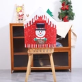 Christmas snowman chair cover with Warm Wishes sign and festive knit doll decoration - Colorful Cartoon Snowman Chair Cover