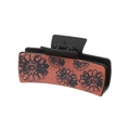 Western cowboy style sunflower hair claw clip in black and reddish brown with floral pattern - 90053-Black Floral
