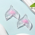 Glittering blue and pink resin mermaid tail charms for DIY necklace making - 2.8x3.1cm / Rose Red