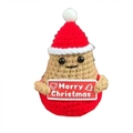 Handmade crochet potato doll with Christmas hat holding a Merry Christmas sign - Christmas Potato
