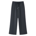 Detailansicht der dunkelgrauen Strickhose mit weitem Bein und elastischem Kordelzug - S / Dunkelgraue Hose