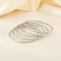 Set of 5 minimalist 3mm silver stainless steel stackable bangles with polished finish - 5-Piece Set Steel Color