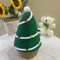 Green woven Christmas tree storage basket with colorful decorative pom-poms - Green Christmas Tree Style 18*30cm