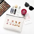Linen makeup bag with diverse silhouette print and motivational quotes like Strong and Brave - 25×18cm Style B (STRONG BEAUTIFUL LOVED)