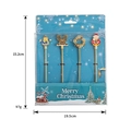 Christmas stainless steel spoon set with Santa and snowman motifs in gold finish - 304 Gold Fork Set - Blue Gift Box