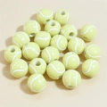 DIY mixed acrylic yellow-green tennis ball beads with perforations for bracelet making - 12mm Tennis Yellow Background White Line