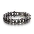 Heren industriële fietsketting armband van vintage donkergrijs roestvrij staal - Retro Zwart (23CM*13mm)