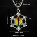 Collana occhio del diavolo argento con catena in acciaio 70cm e dettagli pendente - Malocchio Fiocco di Neve Colorato 2