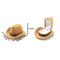 Detail of khaki cowboy hat jewelry box showing open and closed views with dimensions - 6# Cowboy Hat