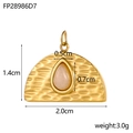 Detail of gold semicircular pendant with water drop stone and size dimensions - Light Pink
