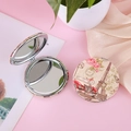 Detailed view of vintage Eiffel Tower double-sided folding makeup mirror in PU leather - Red Car