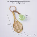 Mini tennis racket keychain with green ball pendant and golden metal hardware, 7.7cm long - 2cm Small Light Green Tennis Ball + Gold Racket