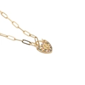 Goldene Büroklammerkette mit buntem Zirkonia-Herzanhänger und Jungfrau Maria Relief - 40cm+5cm Kette