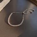 Adjustable silver tennis bracelet with square-cut cubic zirconia and bolo clasp - S175 Silver - Zirconia Bracelet