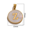 Golden stainless steel letter Z charm with white shell inlay for DIY necklace making - Gold Z