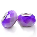 DIY charm jewelry set with two faceted purple translucent beads and silver metal cores - Purple Faceted