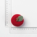 Handmade crochet red apple keychain with green leaf, approximately 4 cm diameter - Red Knitted Little Apple