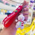 Christmas snowman keychain with red silicone wrist strap and white snowman pendant - Christmas Snowman (18)