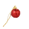 Sparkly red disco mirror ball Christmas ornament with gold hanging string for party decor - 3cm Ball Cap Style / Red