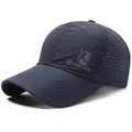 Gorra de béisbol azul oscuro transpirable y de secado rápido con agujeros láser - Ajustable / Azul marino