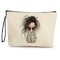 Draagbare canvas make-uptas met cartoonmeisjesprint en zwarte polsband voor op reis - Stijl 1