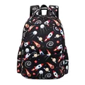 Elementary school boys backpack with cartoon rocket and space print in black finish - Planet Rocket / Black