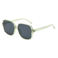 Vintage square frame oversized sunglasses with light green transparent rims and star accents - Translucent Green Frame Grey Lens