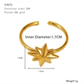 Minimalist 18K gold plated stainless steel open ring with an eight-pointed star design - Octagonal Star Style (S-R273)