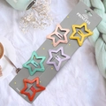Five-piece glitter star hair clips set in pink, yellow, green, purple, and red for kids - 5cm Colorful Glitter Star Hair Clips 5Pcs Set (I2)