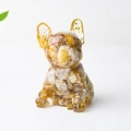 French Bulldog crystal dog statue with clear resin, natural stones and gold leaf foil - Crazy Agate