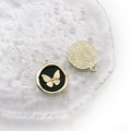 Golden butterfly alloy pendant with black enamel finish for DIY jewelry making - KC Gold Black Butterfly Drip Oil / 18x21mm