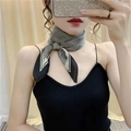 Elegant black and white houndstooth pattern silk-like square scarf with black border - Diamond-shaped Black Rice Square Scarf / 65