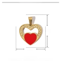 Detail of red enamel heart tree pendant showing 28mm by 21mm size dimensions - YE766-Red Rhinestone Heart