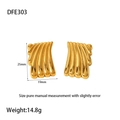 Macro di orecchini a ventaglio in acciaio inossidabile dorato 18K con strisce geometriche - Stile Ventaglio a Strisce (DFE303) / Oro