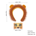 Lion ears headband with plush faux fur and animal face makeup sticker set - Lion Headband + Face Sticker