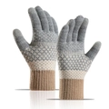 Guantes de punto para invierno en gris, beige y marrón con diseño de diamantes - Gris