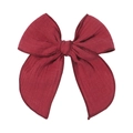 Deep red 5.4 inch jacquard cotton bow hair clip with textured fabric for kids - Dark Red (67)