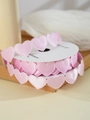 Pink heart-shaped satin ribbon on white spool for floral and gift packaging - 2.5CM Width/9M Roll / Pink