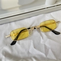 Retro rectangular sunglasses with gold metal frames and bright yellow transparent lenses - Mini Square Yellow Lens