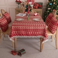 Red Christmas tablecloth with reindeer and snowflake patterns featuring white tassels - 100x140cm / Red Snowflake Deer With Tassels