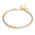 Minimalist 18K gold and silver two-tone titanium steel geometric anklet with extender - Two-tone Gold and Silver (KJ3490-Z)