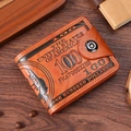 Brown vintage PU leather wallet for men featuring a $100 bill embossed pattern design - Brown
