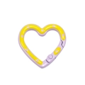 Purple heart-shaped alloy spring clasp with yellow stripes and pink polka dot pattern - Purple Base